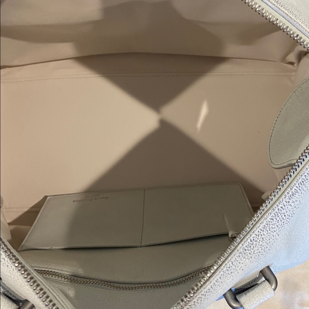 Acne Cream Large Leather Tote with Front Pockets and Detachable Strap - Picture 6 of 9